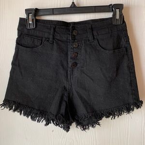 SHEIN High Waisted Button Up Black Jean Shorts - Size Small